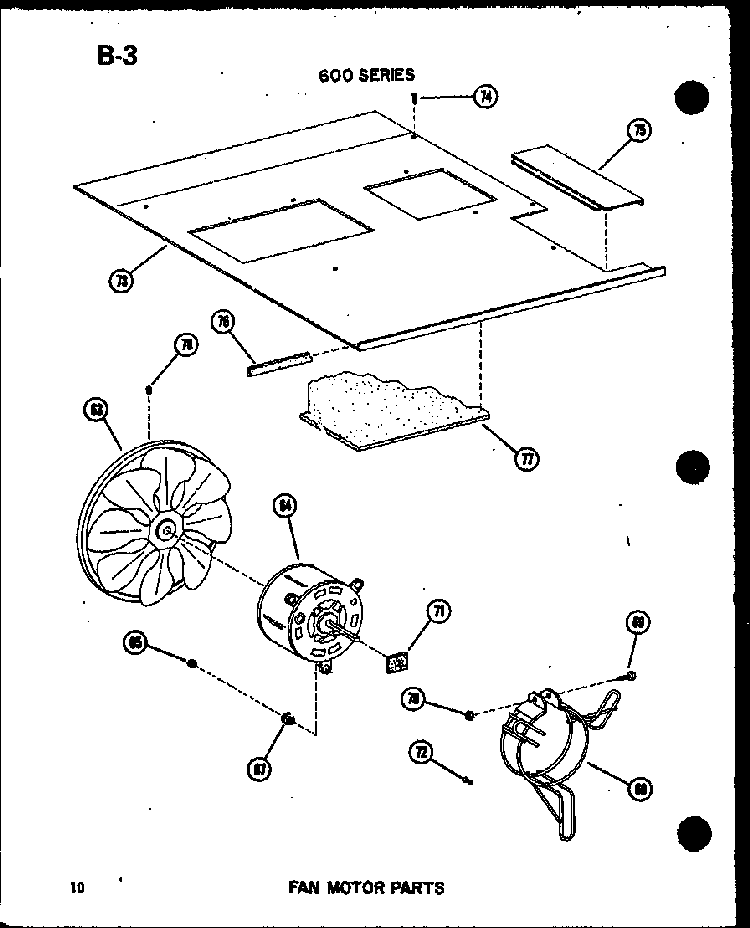 Fan Motor Parts Diagram and Parts List for 619-3P P54720-45R Amana Air Conditioner
