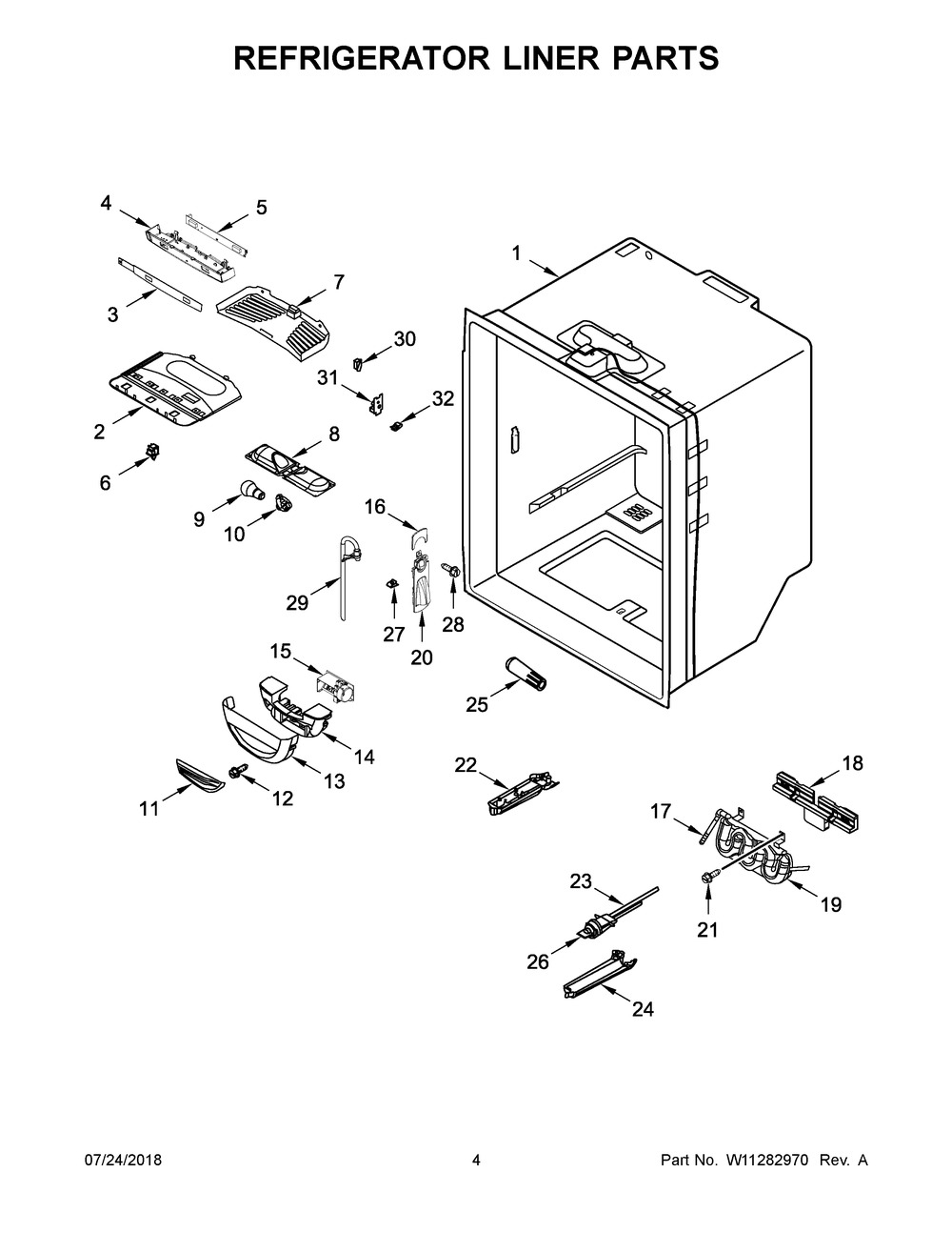 Refrigerator Liner Parts Diagram and Parts List for MFC2062FEZ02  Maytag Refrigerator