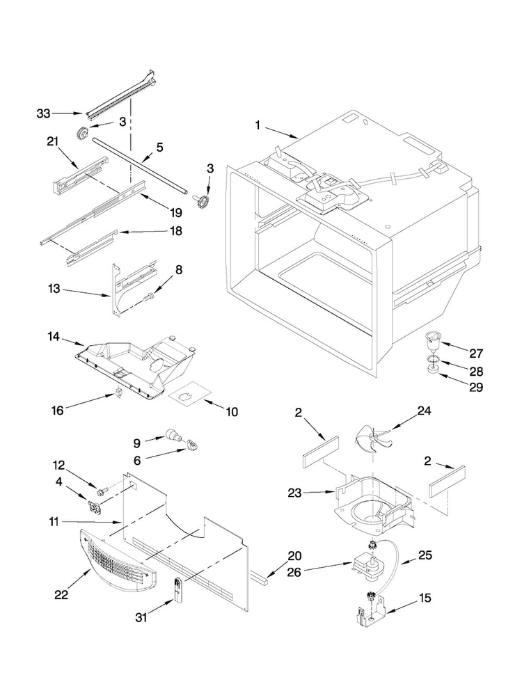 Freezer Liner Parts Diagram and Parts List for ABB2224WEW2  Amana Refrigerator