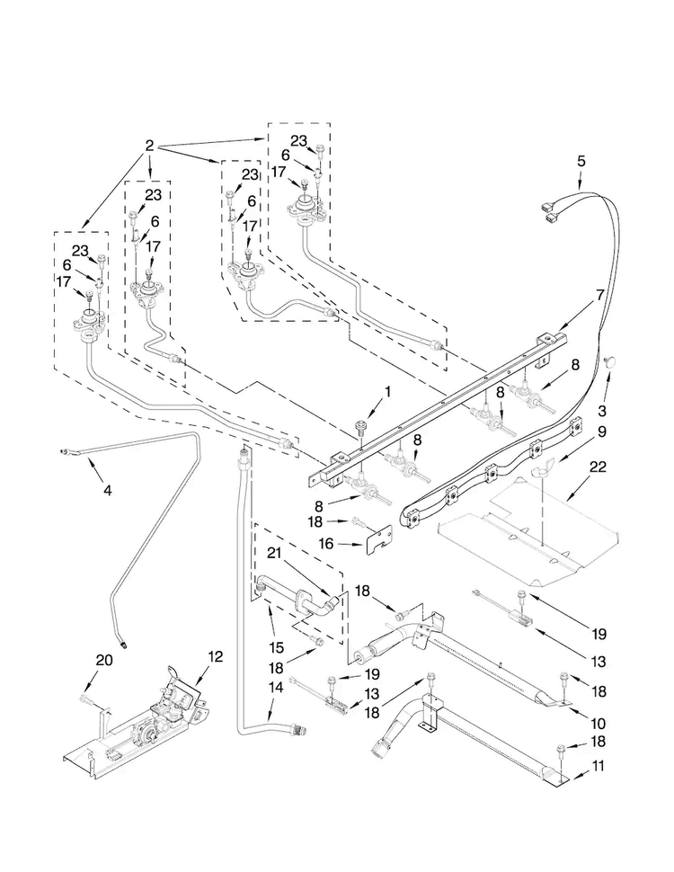Manifold Parts Diagram and Parts List for MGR5765QDB2  Maytag Range