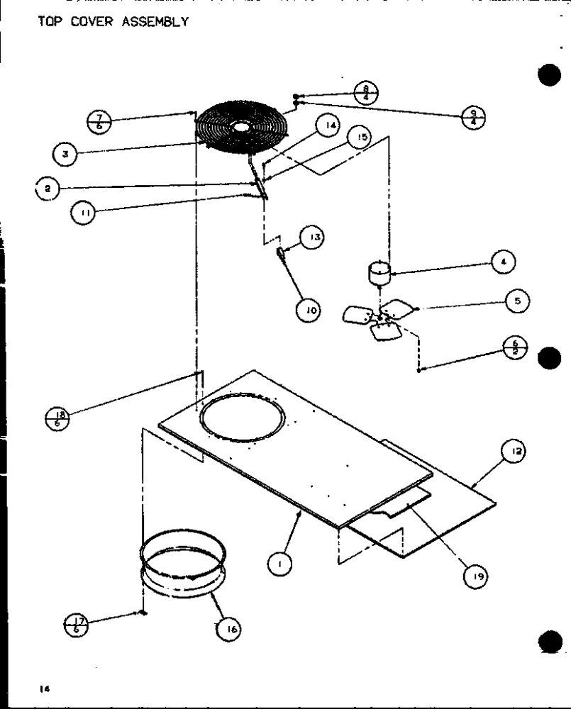 Top Cover Assembly Diagram and Parts List for FADM3A P9851002C Amana Air Conditioner