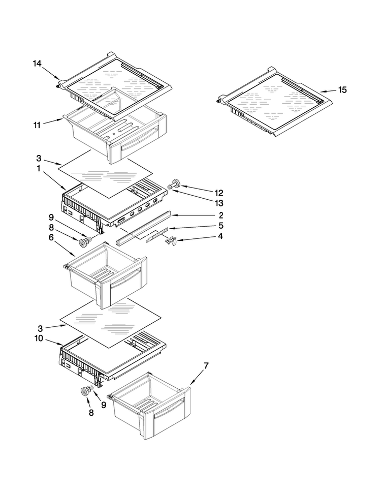 Refrigerator Shelf Parts Diagram and Parts List for MSD2576VEM01  Maytag Refrigerator