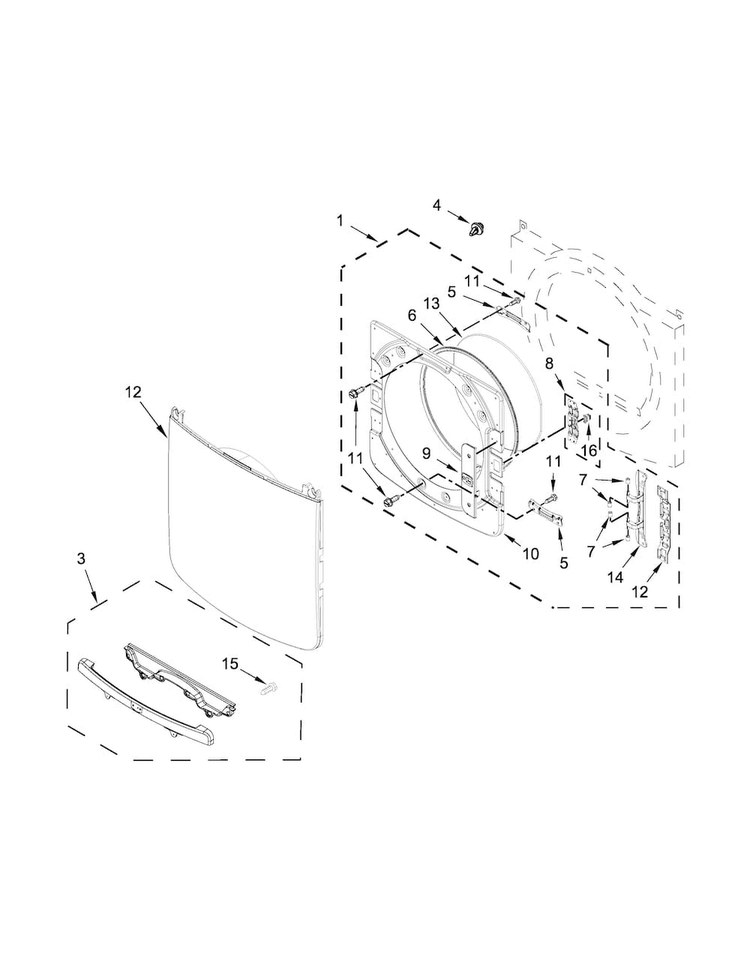 Door Parts Diagram and Parts List for MGD8200FC0  Maytag Dryer