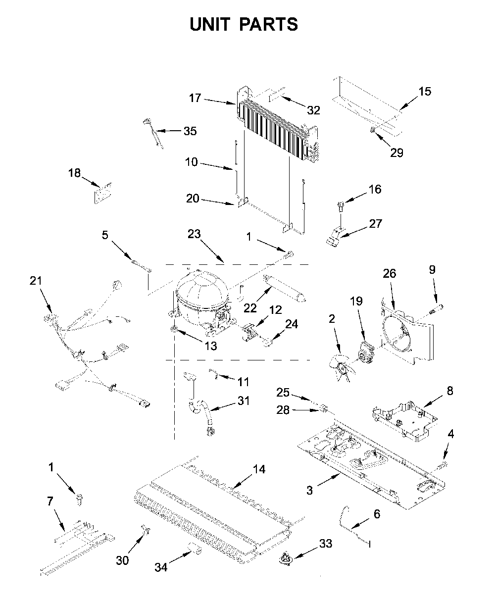 Unit parts Diagram and Parts List for 59669312011  Amana Refrigerator