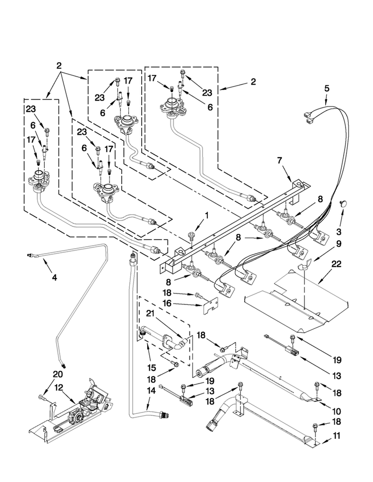 Manifold Parts Diagram and Parts List for MGRH865QDB1  Maytag Range