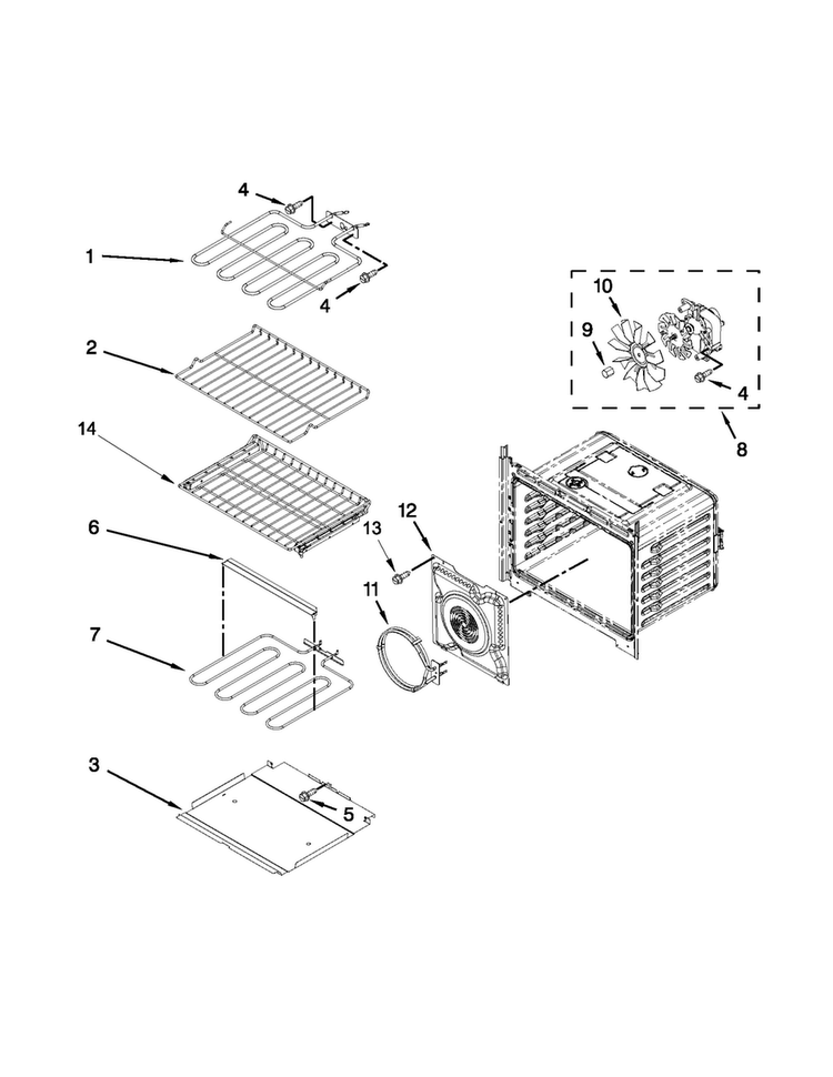 Internal Oven Parts Diagram and Parts List for MEW9630DS01  Maytag Wall Oven