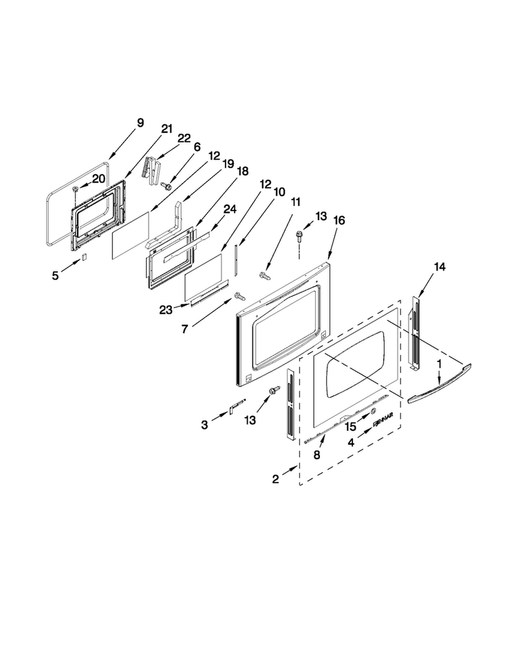 Door Parts Diagram and Parts List for JGS8850CDS01  Jenn-Air Range