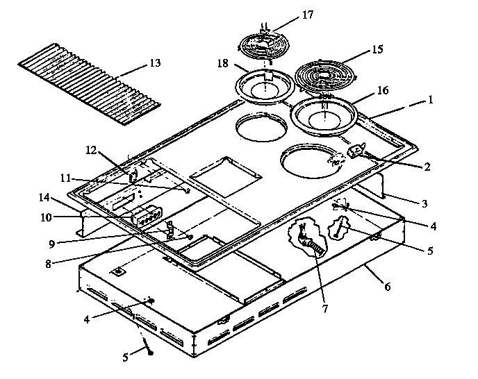 Section 3 Diagram and Parts List for CC8-P8591904S  Amana Cooktop