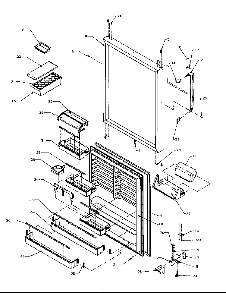 Refrigerator Door Assembly Diagram and Parts List for TR22S4-P1196201WL  Amana Refrigerator