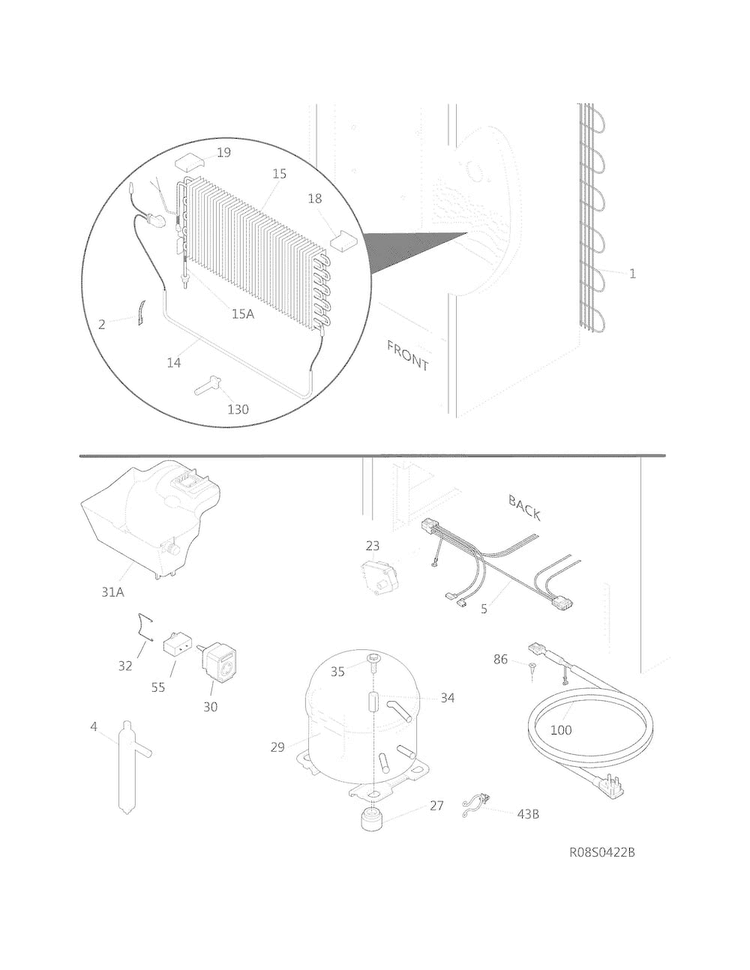 System Diagram and Parts List for CFUF14QWD  Crosley Freezer