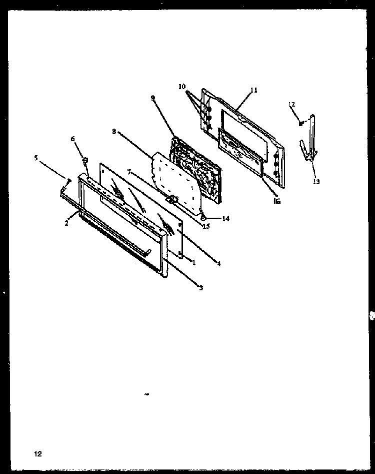 Glass Oven Door Diagram and Parts List for EHT330-P1142446NW  Caloric Range
