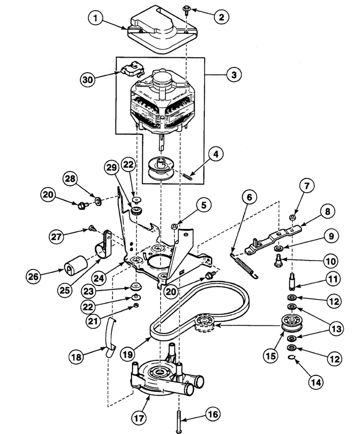 Motor Assy Diagram and Parts List for SWT621LD  Speed Queen Washer