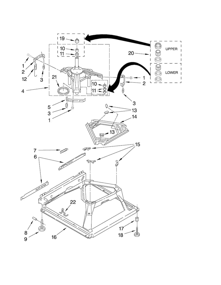 Machine Base Parts Diagram and Parts List for MVWC5ESXW0  Maytag Washer