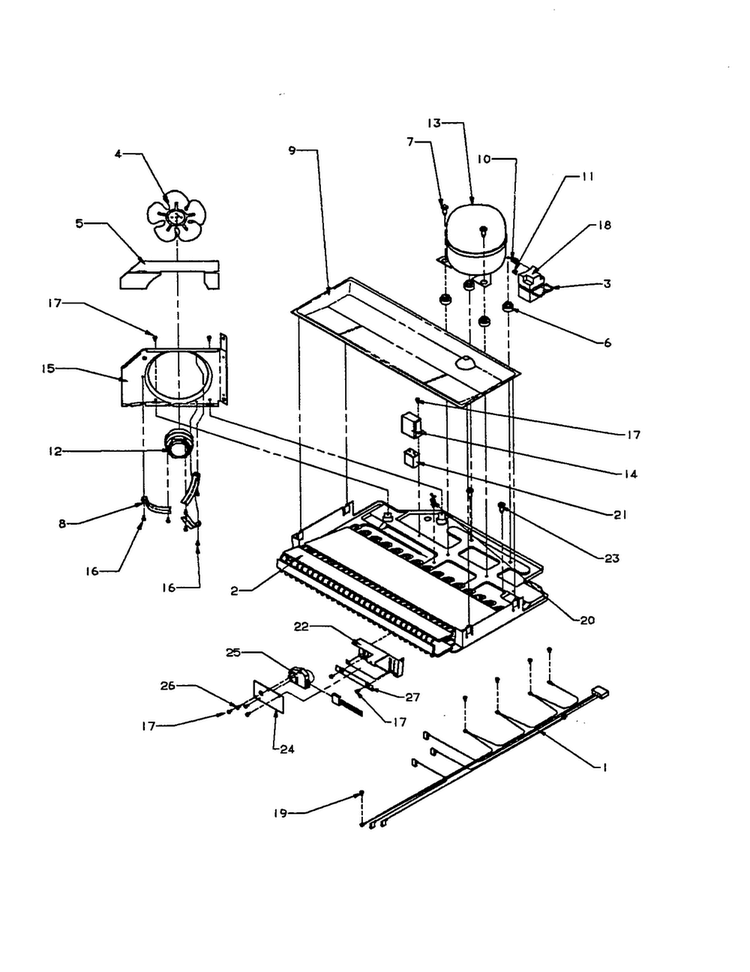 Compressor Compartment Diagram and Parts List for BX22A2-P1161606W  Amana Refrigerator