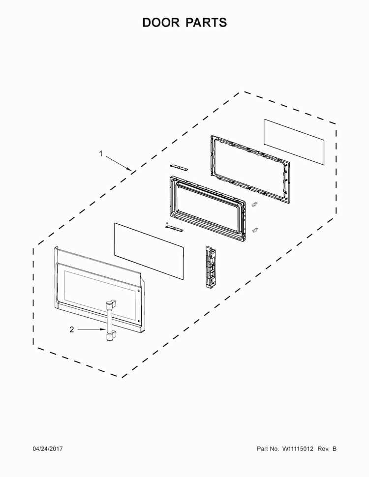 Door Parts Diagram and Parts List for MMV1174FW0  Maytag Microwave