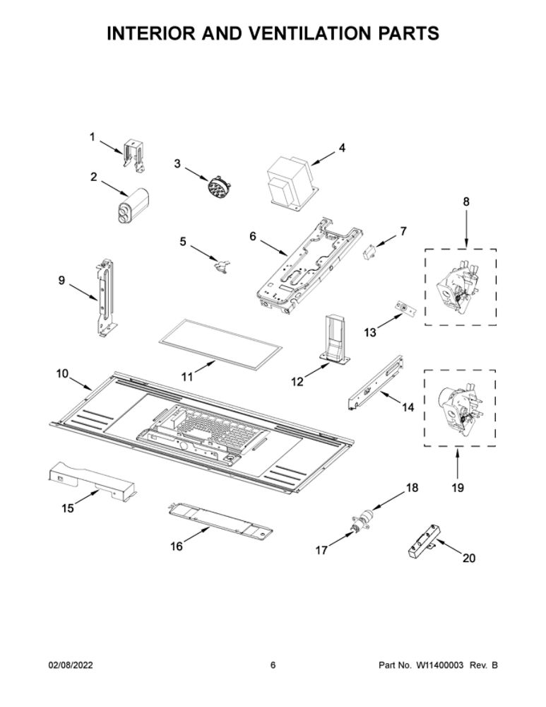 Interior And Ventilation Parts Diagram and Parts List for MMV4207JB00  Maytag Microwave