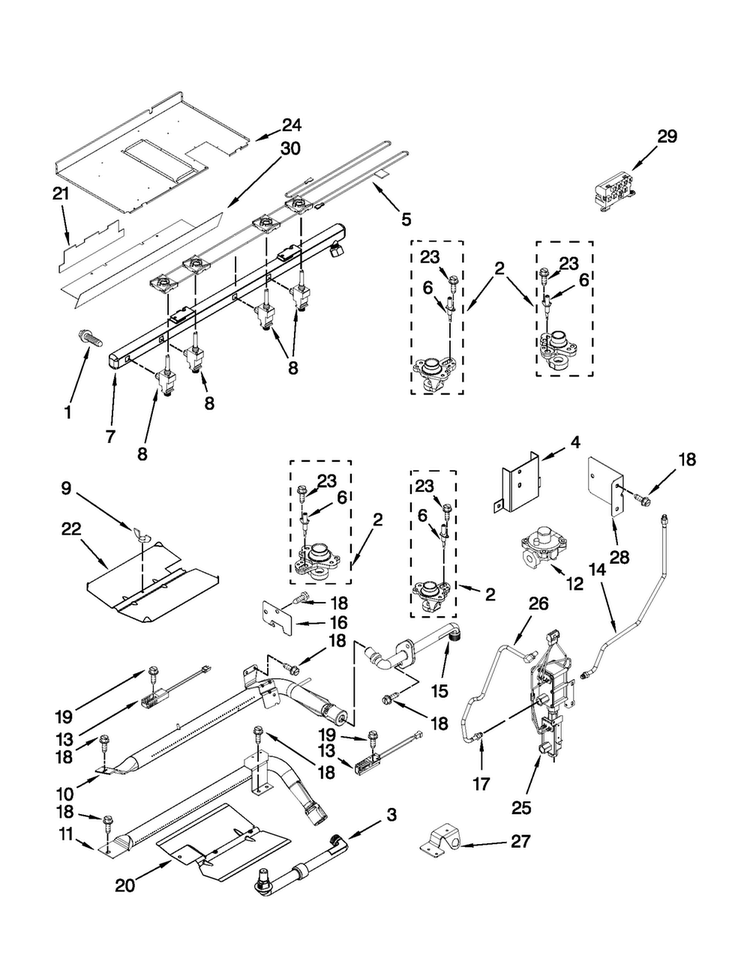 Manifold Parts Diagram and Parts List for JGS9900CDF01  Jenn-Air Range