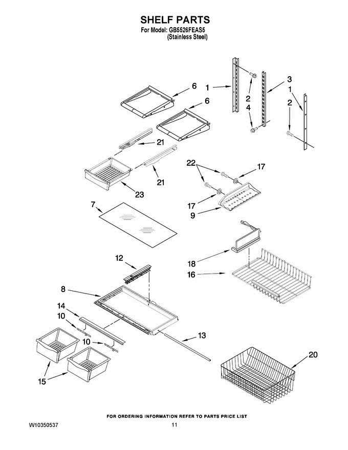 06 - Shelf Parts Diagram and Parts List for GB5526FEAS5  Maytag Refrigerator