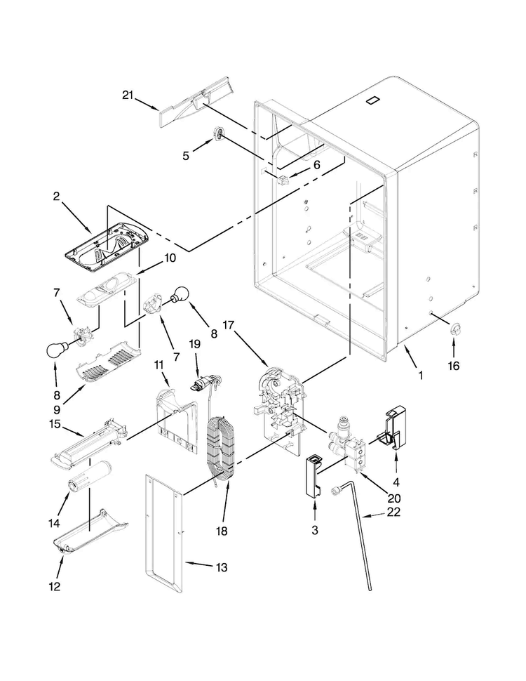 Refrigerator Liner Parts Diagram and Parts List for AFI2539ERM01  Amana Refrigerator