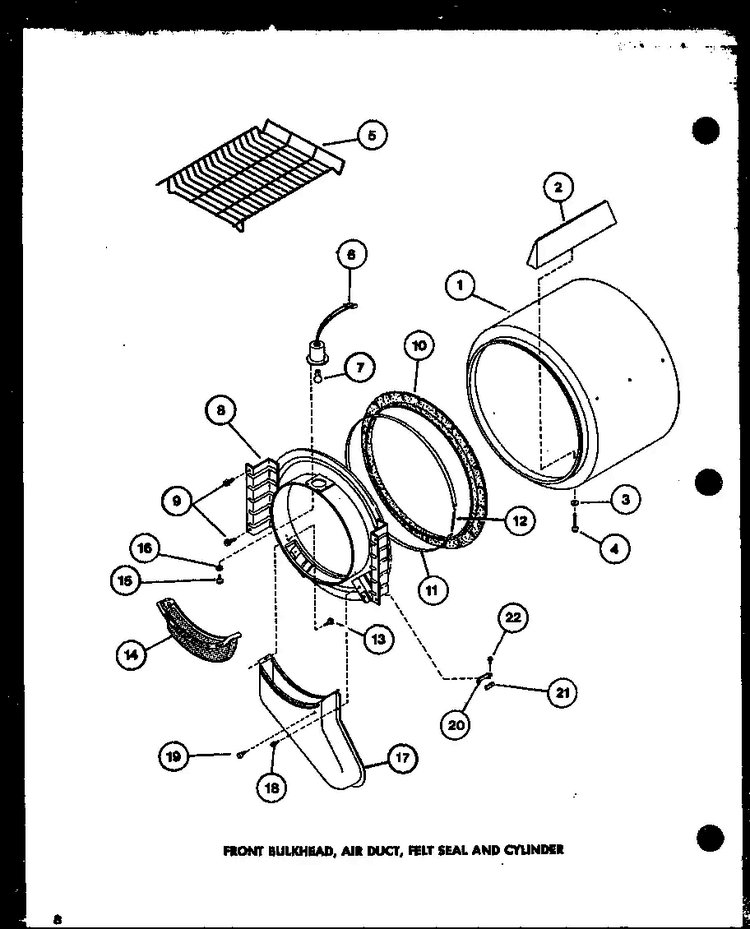 Section 8 Diagram and Parts List for LG2501 P7762206W Amana Dryer