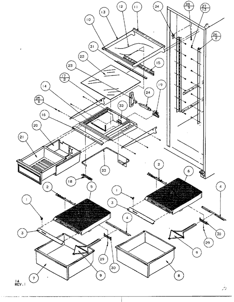 Parts List Diagram and Parts List for SQD25MB3  Amana Refrigerator