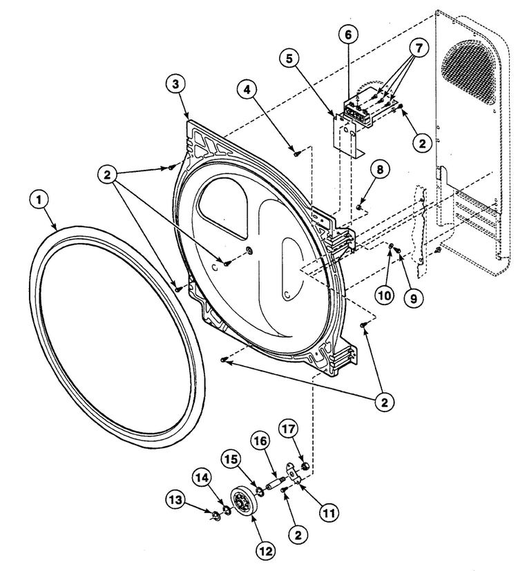 Roller Assy Diagram and Parts List for SSE707QF  Speed Queen Dryer