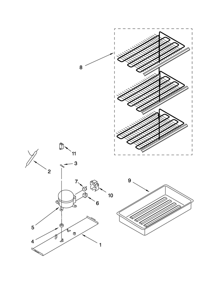 Unit Parts Diagram and Parts List for AQU0701TRW03  Amana Freezer