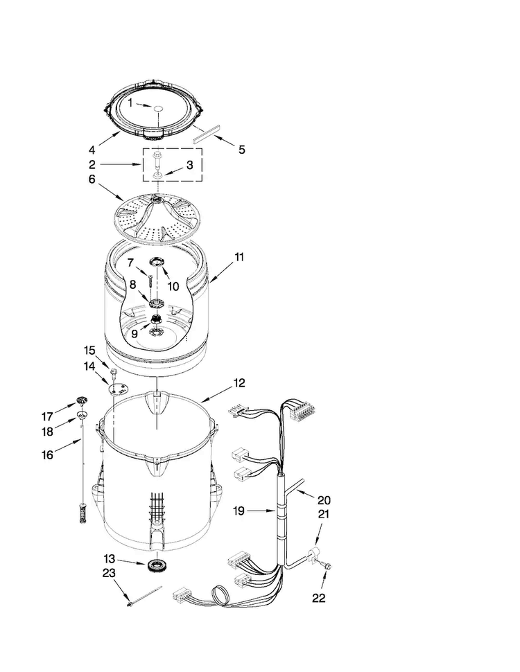 Basket And Tub Parts Diagram and Parts List for MVWC400XW0  Maytag Washer