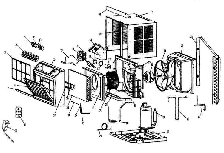 Cabinet Parts Diagram and Parts List for ACC085E  Amana Air Conditioner