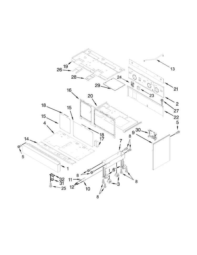 48" Chassis Parts Diagram and Parts List for JDRP548WP02  Jenn-Air Range