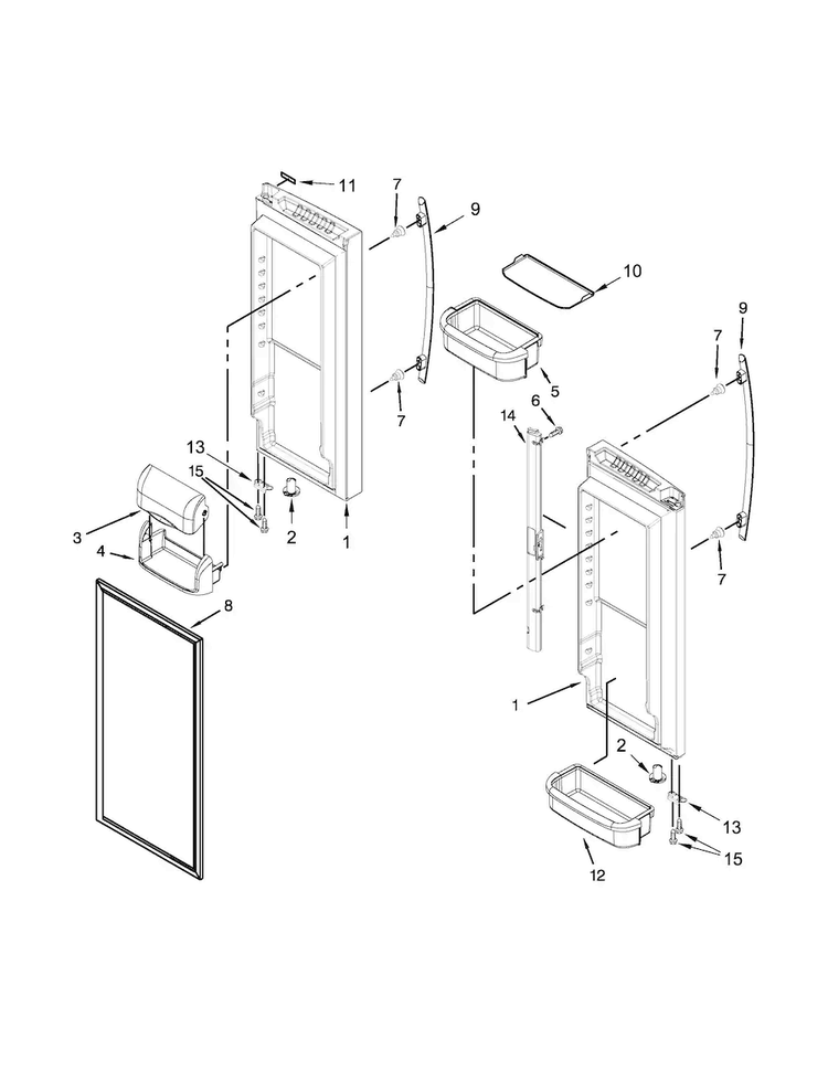 Refrigerator Door Parts Diagram and Parts List for JFC2089BEP00  Jenn-Air Refrigerator