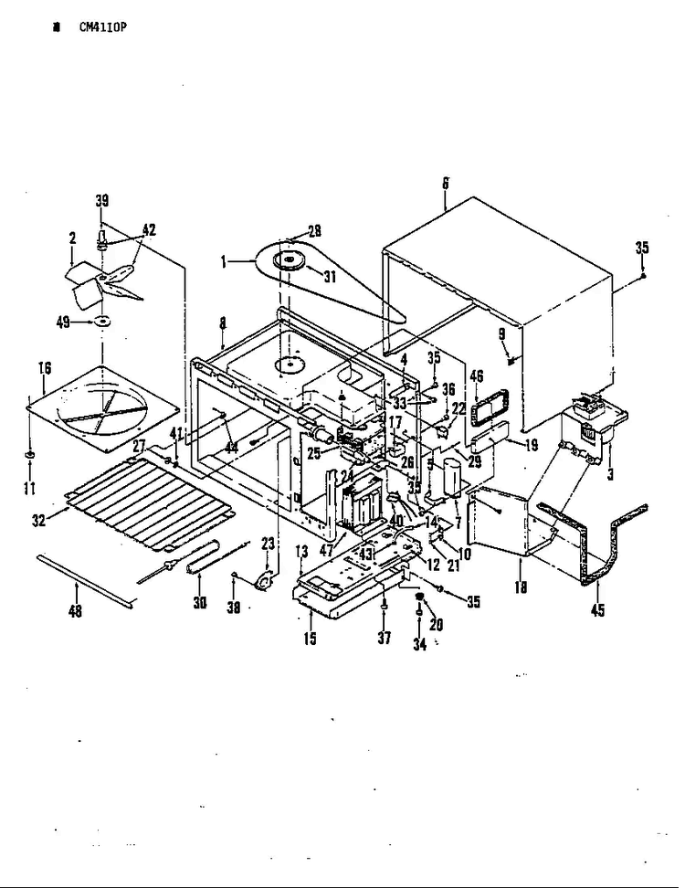 Cavity Diagram and Parts List for CM4110P  Crosley Microwave