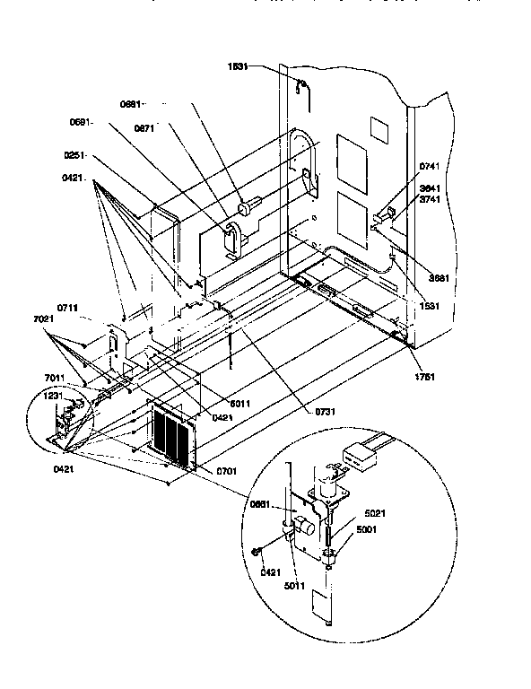 Cabinet Back Diagram and Parts List for 77272-P1311201WW  Amana Refrigerator
