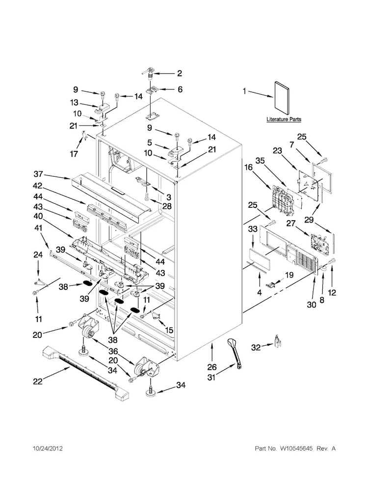 Cabinet Parts Diagram and Parts List for MFX2570AEB3  Maytag Refrigerator