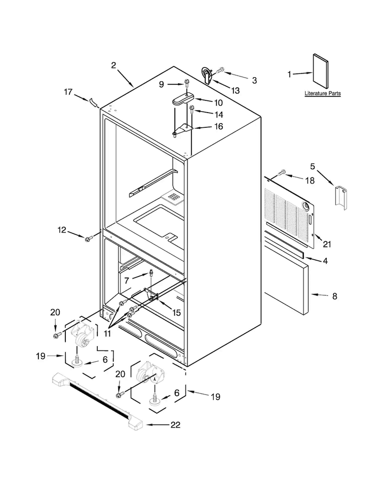 Cabinet Parts Diagram and Parts List for MBF2258DEE00  Maytag Refrigerator