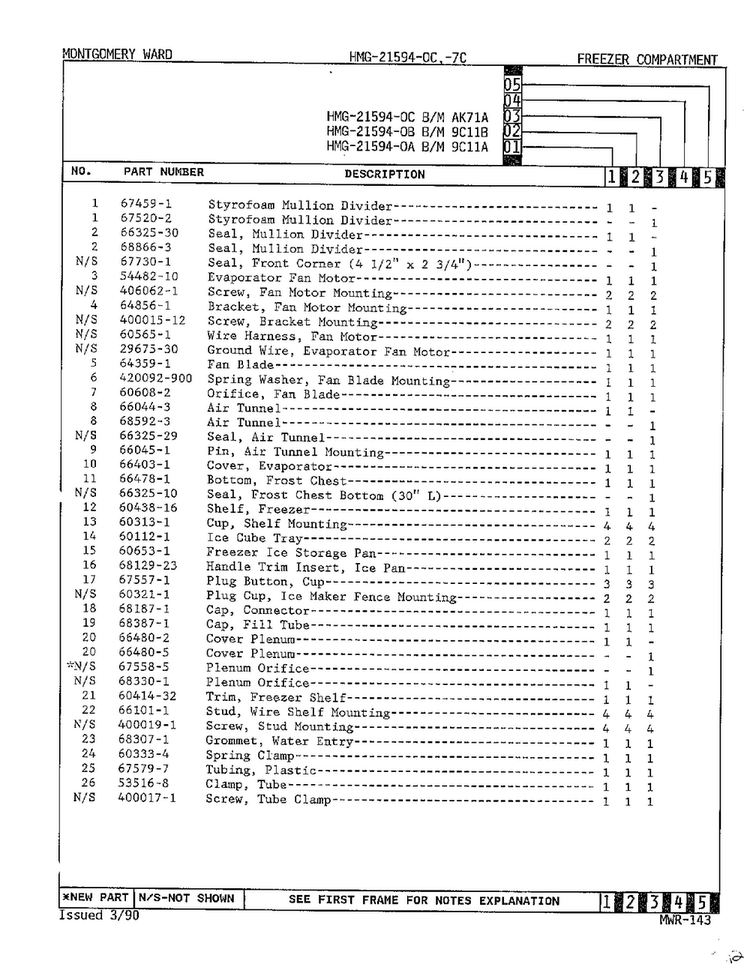 Freezer Compartment Page 2 Diagram and Parts List for 21594C  Admiral Refrigerator