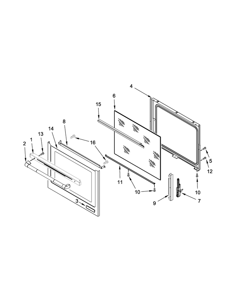 Door Parts Diagram and Parts List for JIS1450CDP0  Jenn-Air Range