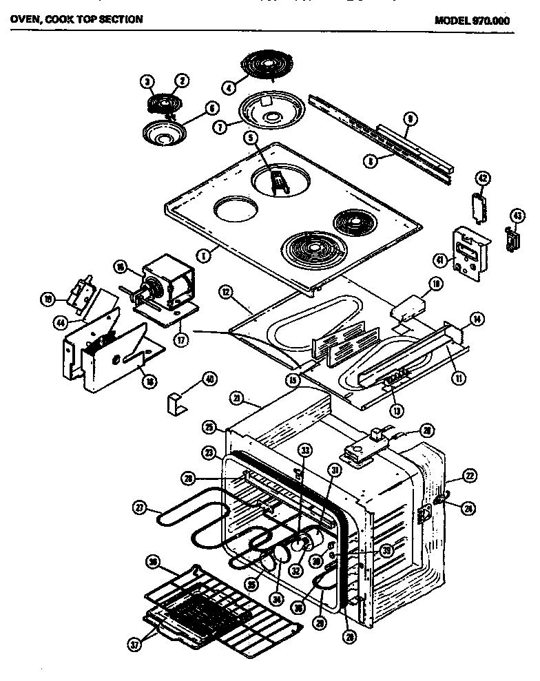04 - OVEN Diagram and Parts List for 970000  Maytag Range
