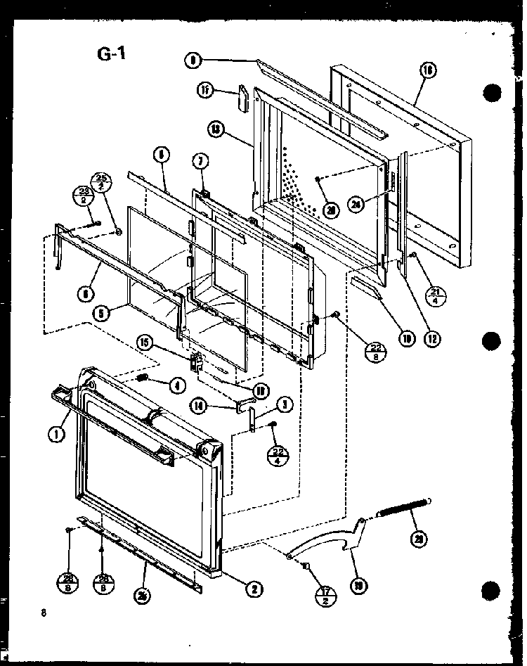 Door Diagram and Parts List for RR-1110 P76052-1M Amana Microwave