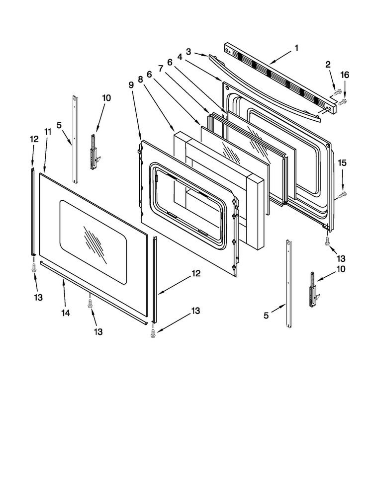 Door Parts Diagram and Parts List for AER5524XAD1  Amana Range