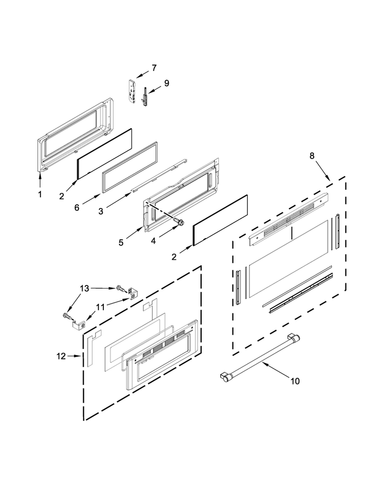 Upper Door Parts Diagram and Parts List for MET8720DE01  Maytag Range