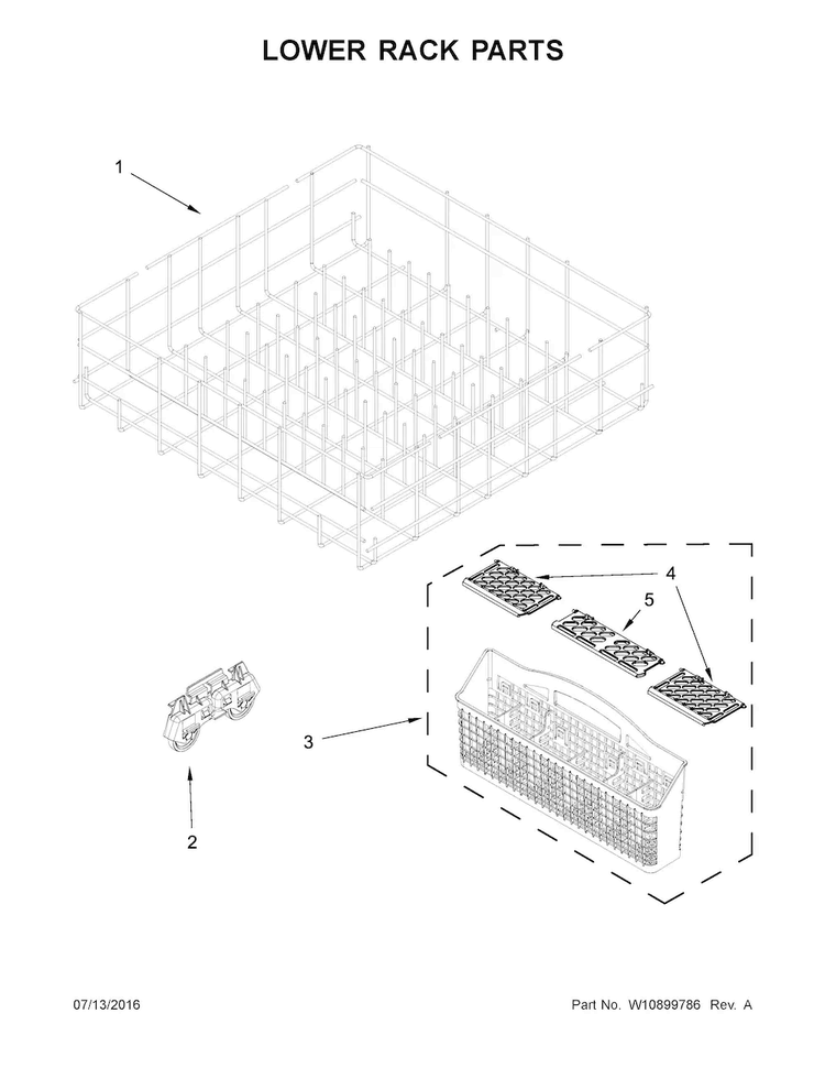 Lower Rack Parts Diagram and Parts List for MDB4949SDZ0  Maytag Dishwasher