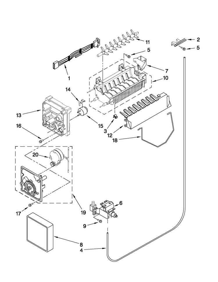 Icemaker Parts Diagram and Parts List for MSD2572VES03  Maytag Refrigerator