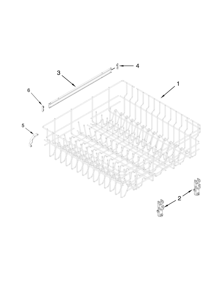 Upper Rack And Track Parts Diagram and Parts List for ADB1500ADS3  Amana Dishwasher