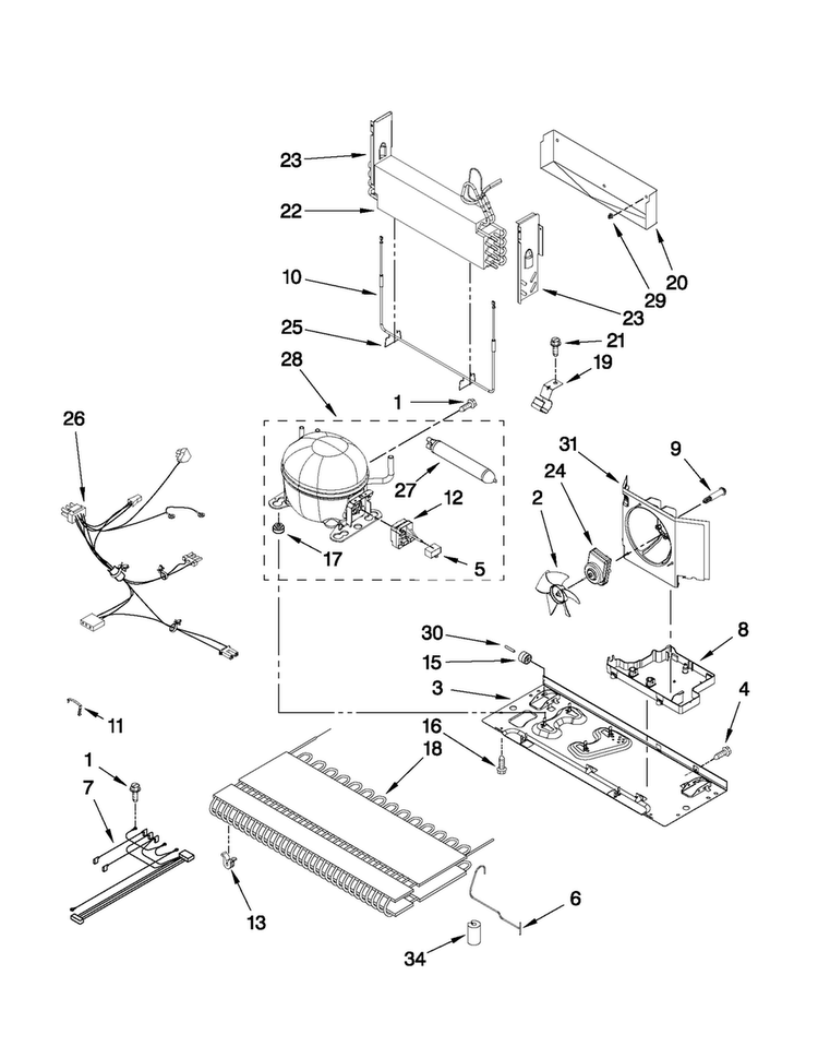 Unit Parts Diagram and Parts List for AFD2535DEW9  Amana Refrigerator