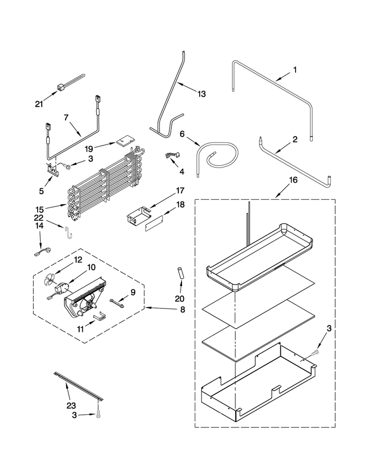 Lower Unit And Tube Parts Diagram and Parts List for JB36NXFXRW00  Jenn-Air Refrigerator