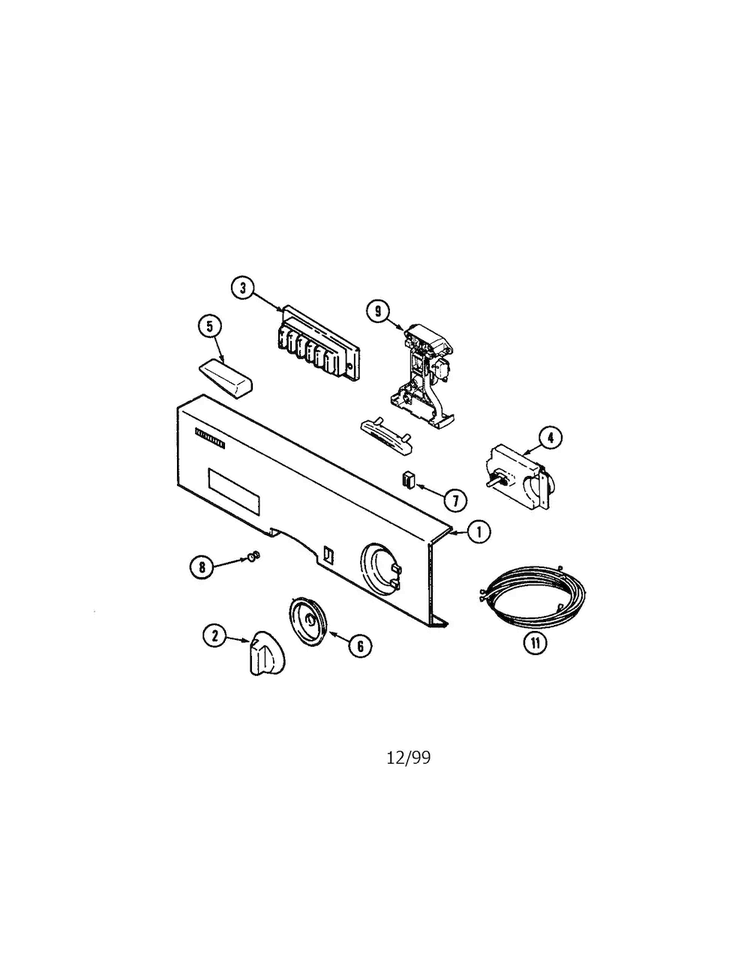 Control Panel Diagram and Parts List for JDB6510AWK  Jenn-Air Dishwasher