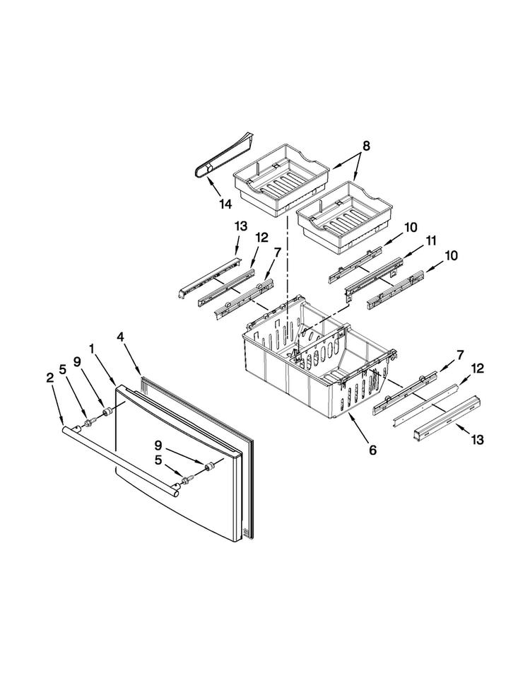 Freezer Door Parts Diagram and Parts List for JFI2089WES8  Jenn-Air Refrigerator