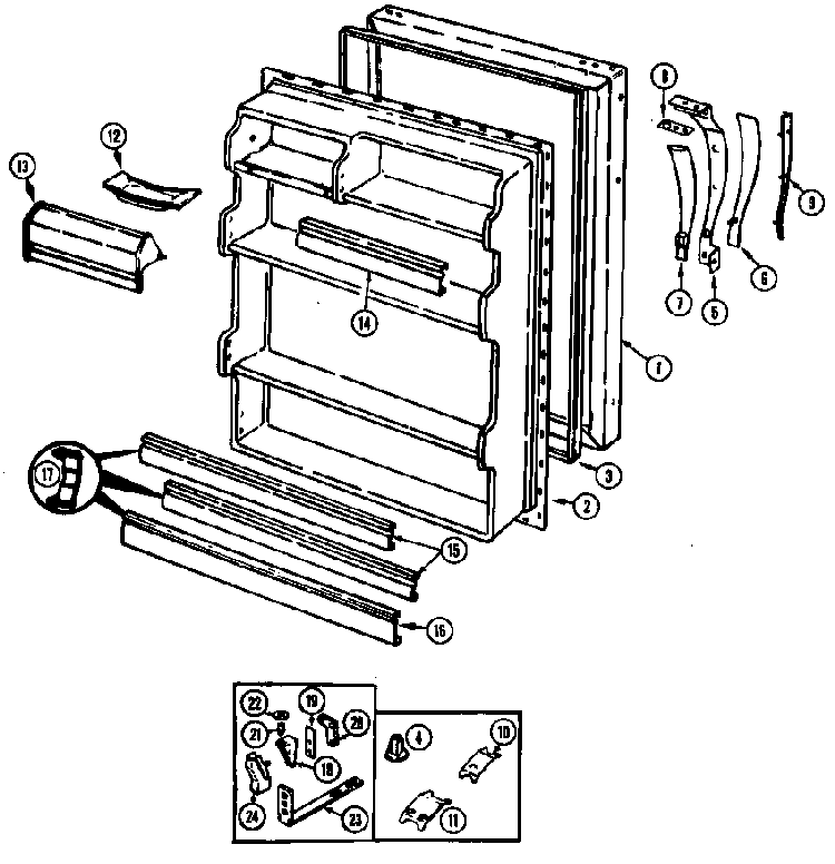 Fresh Food Door Diagram and Parts List for RB172PA DG31C Magic Chef Refrigerator