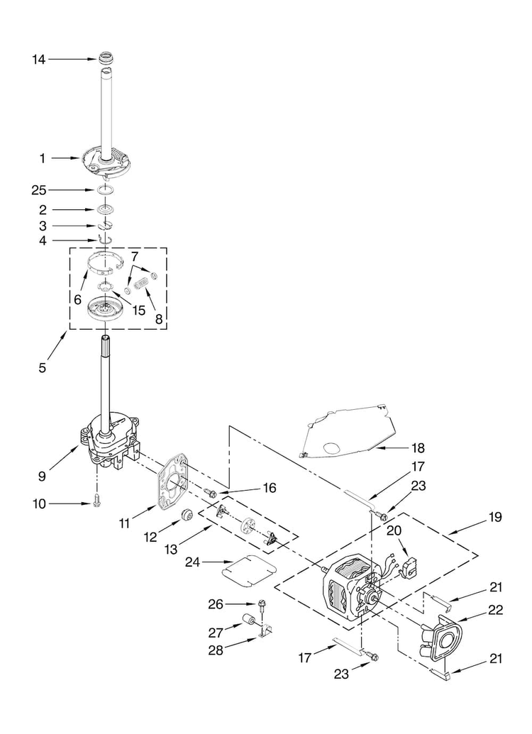 Brake, Clutch, Gearcase, Motor And Pump Parts Diagram and Parts List for MVWC6ESWW0  Maytag Washer